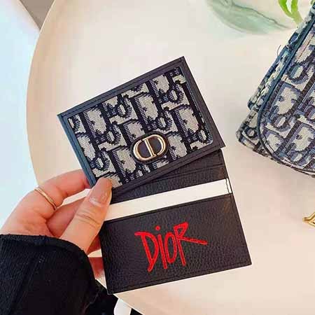 ディオール 黒 カードケース ブラック Dior 経典柄 開放式 ミニ財布 ...