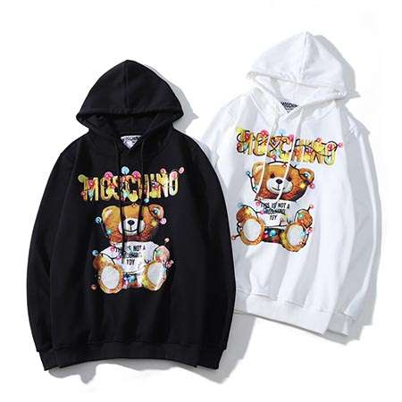 moschino トップスパーカー フロントロゴ テディベア かわいい