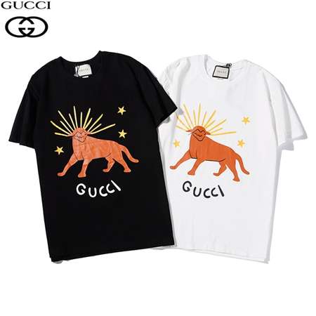 Gucci アニマルプリント丸襟Tシャツ