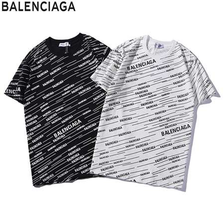 Balenciaga ロゴ満々プリント丸襟半袖