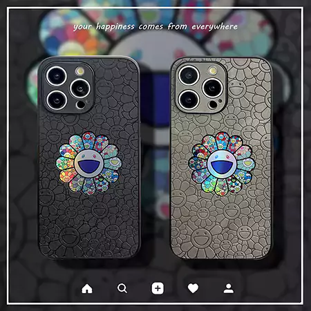 murakami sunflower iphone16/16proケース シープスキン 一体型