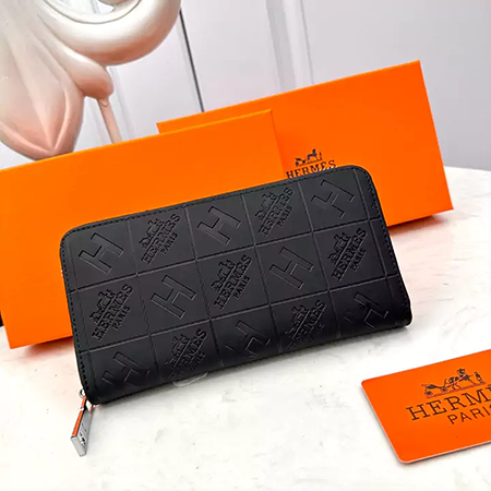 エルメス メンズ L字 ファスナー 長財布 シルバー 金具 レザー 革 ブラック おすすめ HERMES ファスナー ウォレット 高品質コピー 海外販売