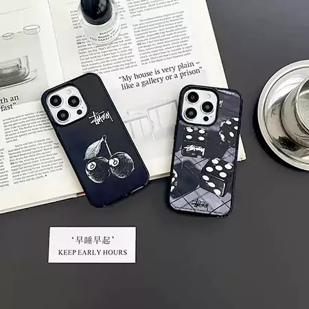 stussy スマホケース iphone16/16plusケース チェリーブラック8 個性潮