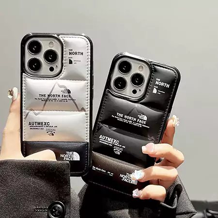 ダウンジャケット風 THE NORTH FACE iphone16plus/16promaxスマホケース ロゴ プリント