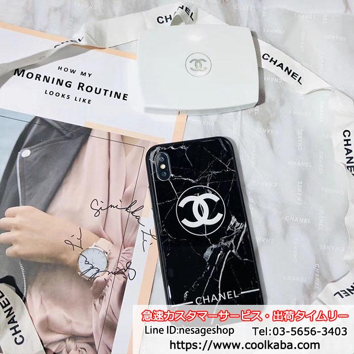 シャネル Iphonex ケース 大理石柄 お洒落 Chanel Iphonexs Iphone8 カバー ガラス背面 ブランド