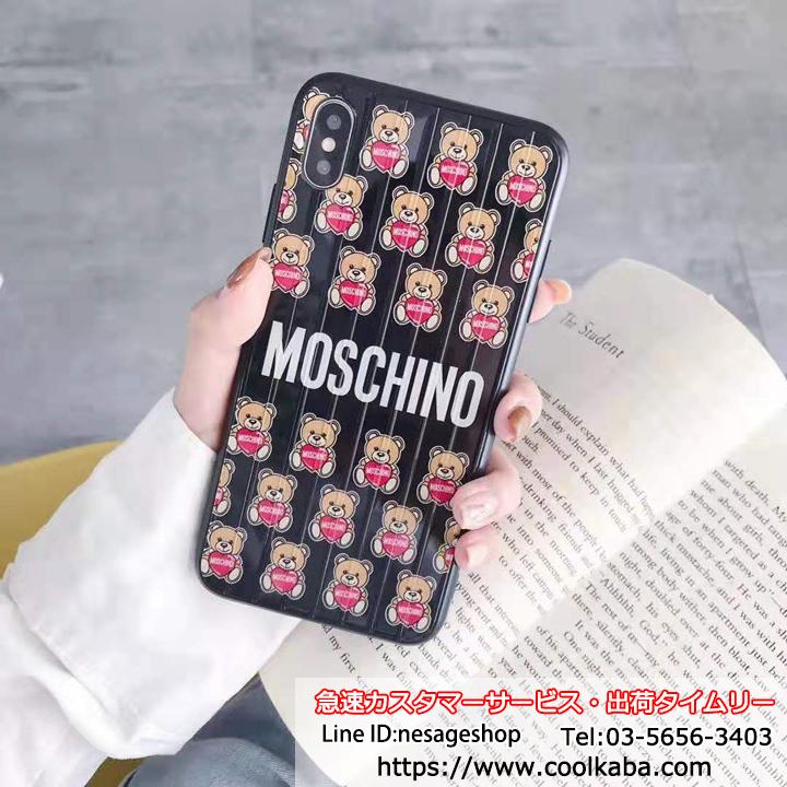 MOSCHINO アイホーン11 11PROケース 可愛い モスキーノ iPHONE XS/XRカバー 薄型 クマ入れ