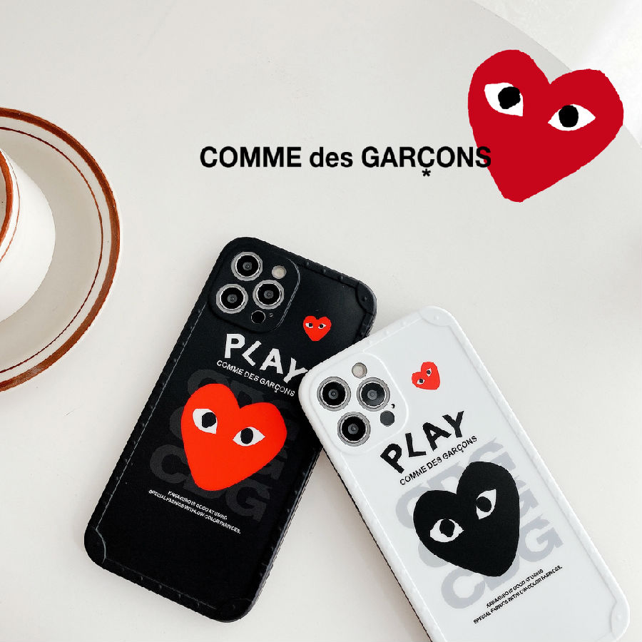 コムデギャルソンアイフォン12pro 12miniケース Comme Des Garcons 新品 可愛い Iphone 12カバー 黒い 赤い ハート プレイ アイホン11 X 8プラス携帯カバー Play カップル用