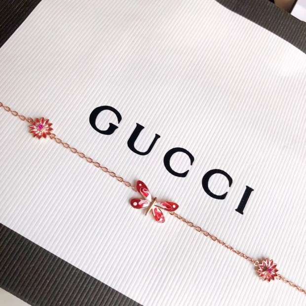 GUCCI 赤い蝶シリーズ エナメルデイジーブレスレット