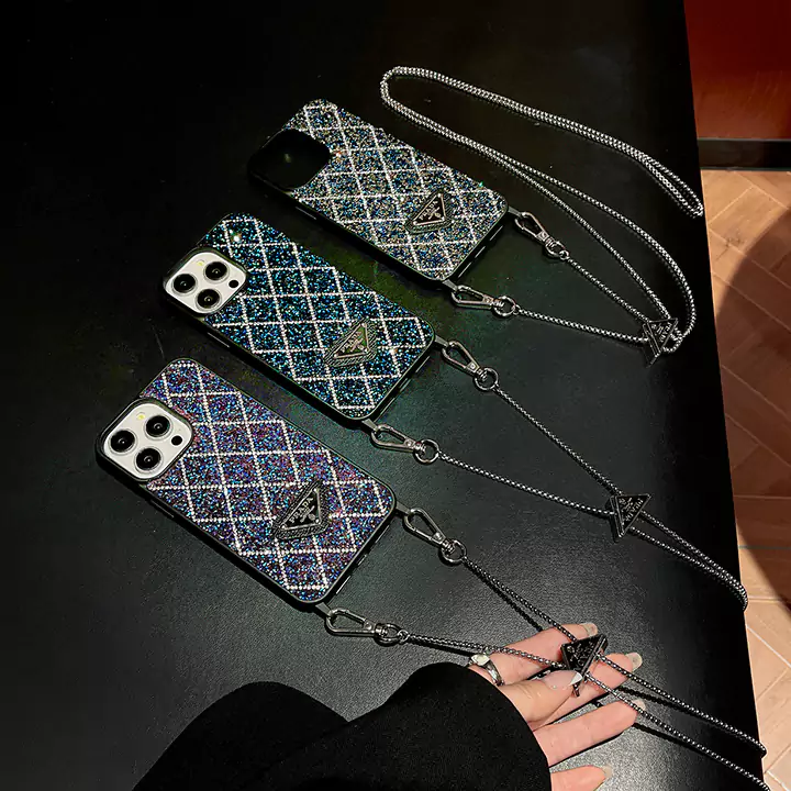 PRADA 風 iphone16ケース クリスタル付