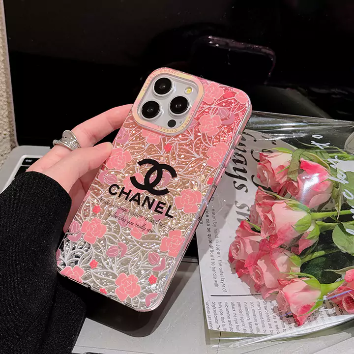 シャネル風iphone15/15promaxユニケースお揃い 花 かわいい 画面保護