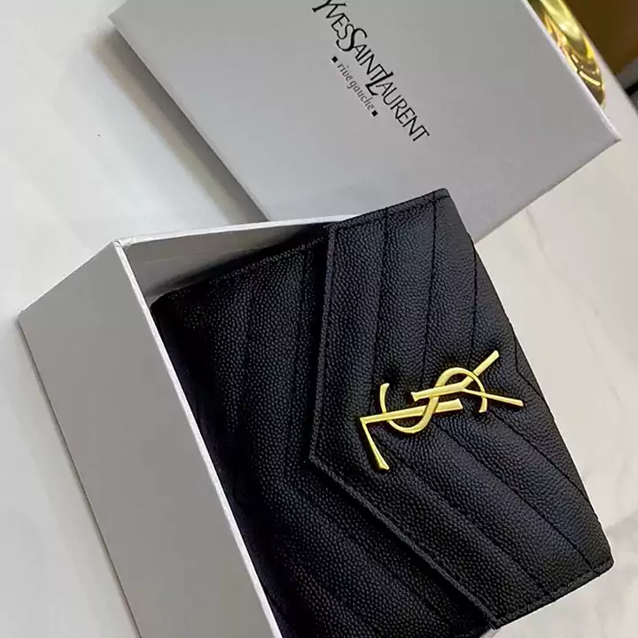 YSL ブラック 三つ折り財布