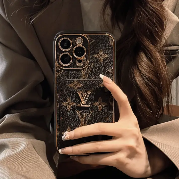 vuitton 風 iphone16 pro maxケースメタルロゴ